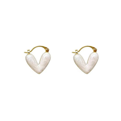 Simple Style Heart Shape Alloy Enamel Gold Plated Women's Earrings