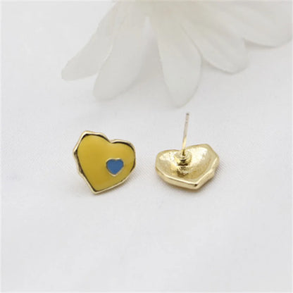 Simple Style Heart Shape Alloy Enamel Women's Ear Studs