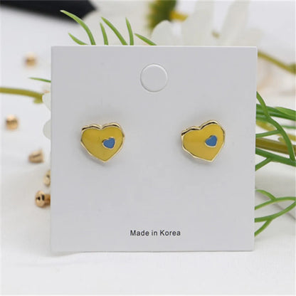 Simple Style Heart Shape Alloy Enamel Women's Ear Studs