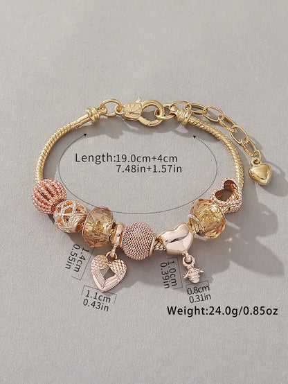 Simple Style Heart Shape Alloy Glass Copper Hollow Out Women'S Bracelets