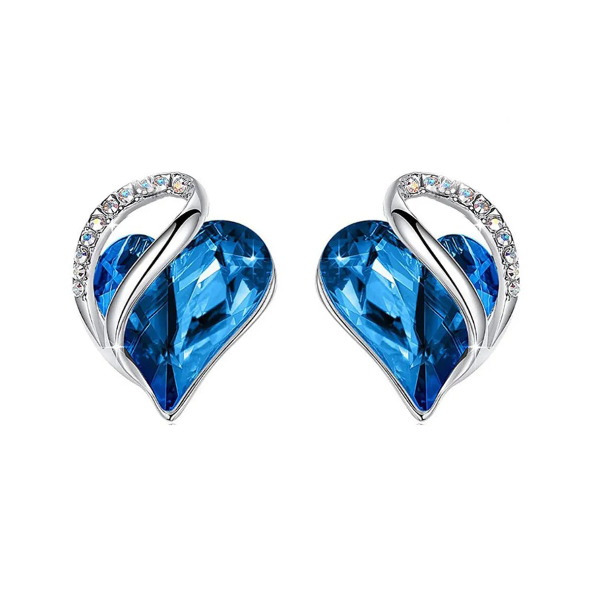 Simple Style Heart Shape Alloy Heart Plating Artificial Gemstones Women'S Ear Studs