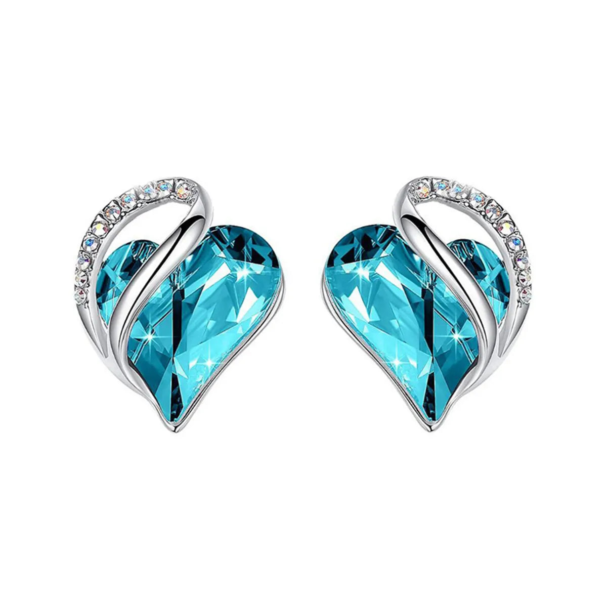 Simple Style Heart Shape Alloy Heart Plating Artificial Gemstones Women'S Ear Studs