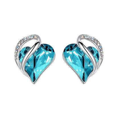 Simple Style Heart Shape Alloy Heart Plating Artificial Gemstones Women'S Ear Studs