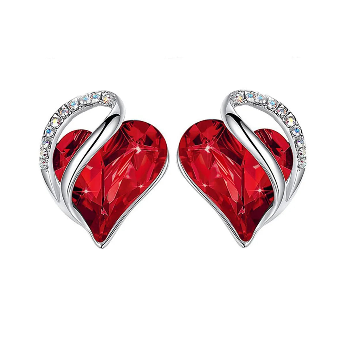 Simple Style Heart Shape Alloy Heart Plating Artificial Gemstones Women'S Ear Studs