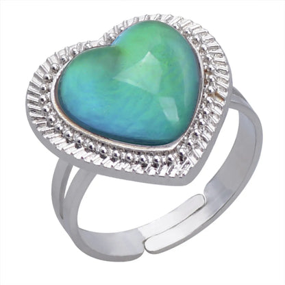 Simple Style Heart Shape Alloy Inlay Artificial Gemstones Women'S Rings