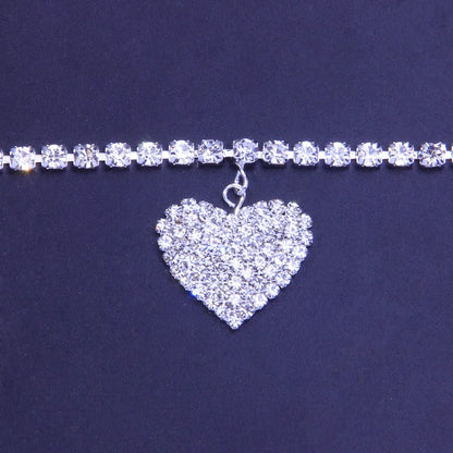 Simple Style Heart Shape Alloy Inlay Artificial Rhinestones Artificial Diamond Anklet