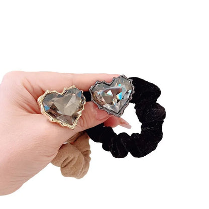 Simple Style Heart Shape Alloy Inlay Rhinestones Hair Tie