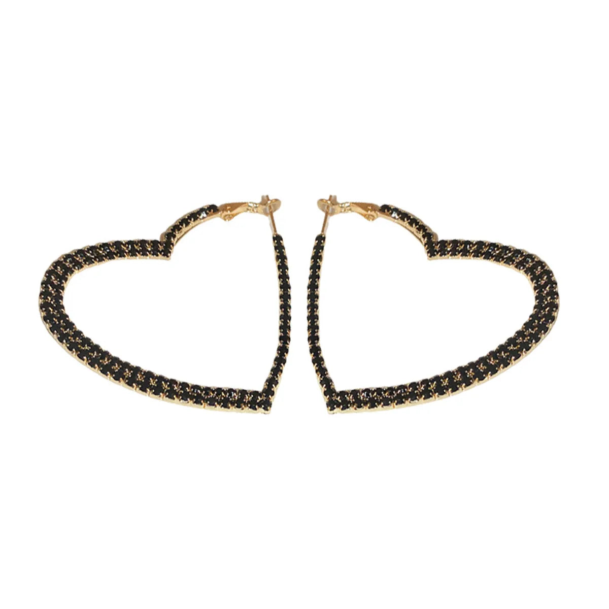 Simple Style Heart Shape Alloy Inlay Rhinestones Women's Hoop Earrings