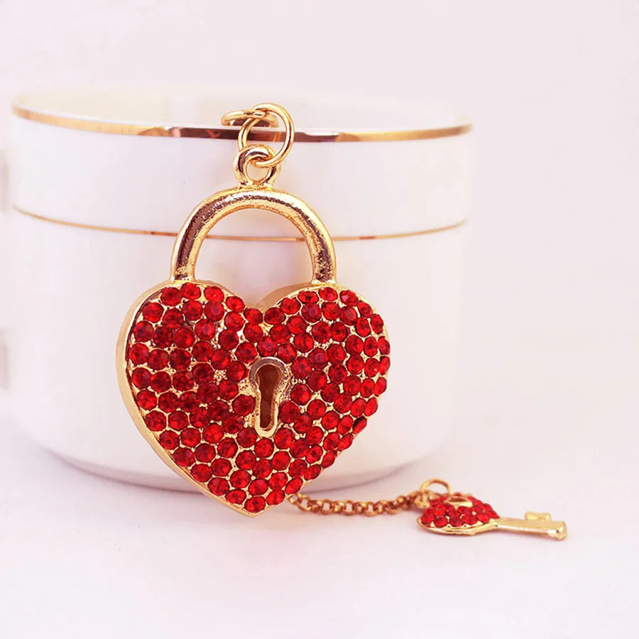 Simple Style Heart Shape Alloy Inlay Rhinestones Women'S Keychain