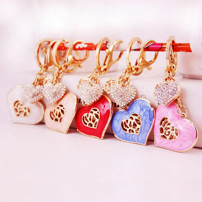 Simple Style Heart Shape Alloy Inlay Rhinestones Women'S Keychain