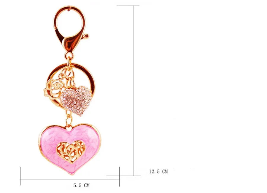 Simple Style Heart Shape Alloy Inlay Rhinestones Women'S Keychain