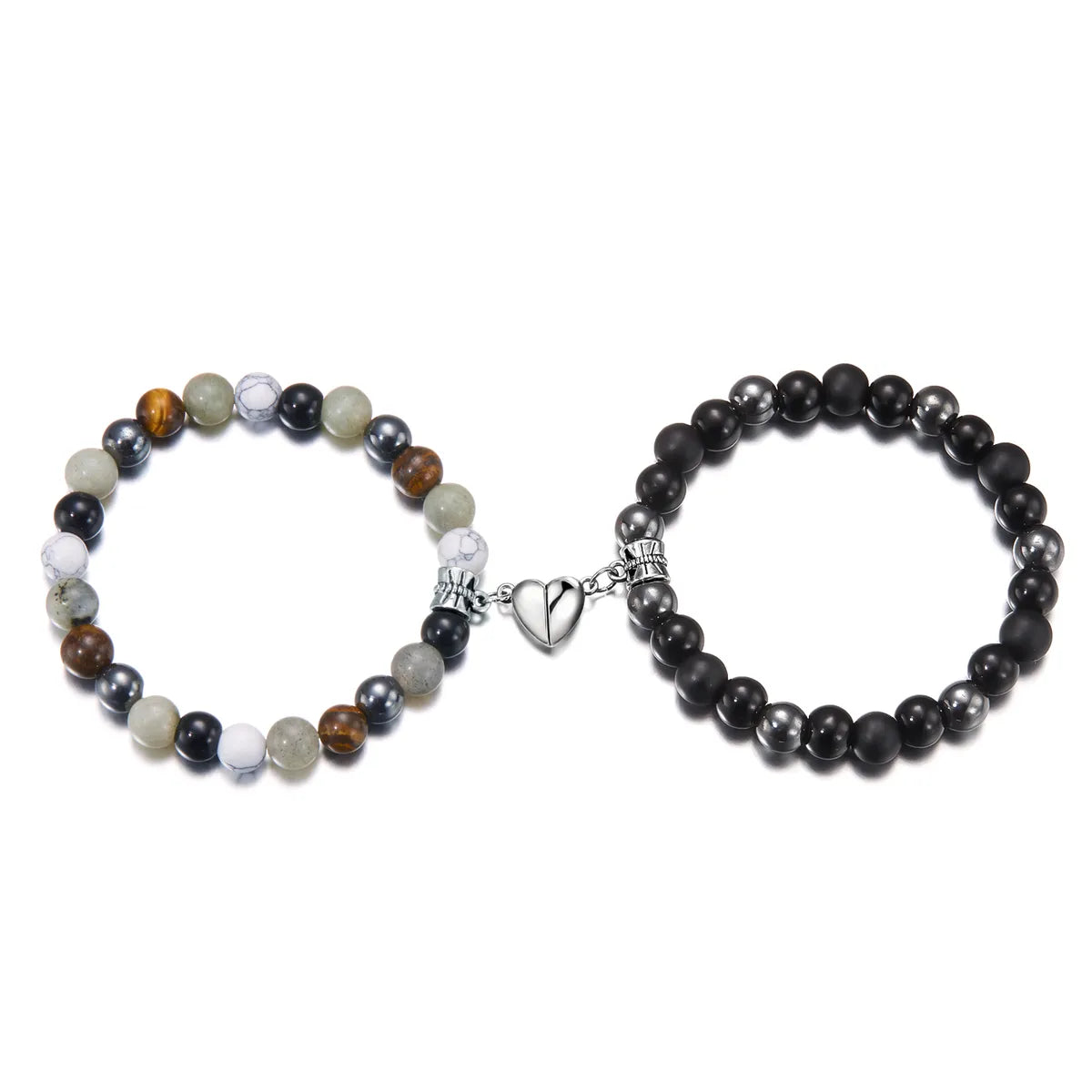 Simple Style Heart Shape Alloy Natural Stone Glass Beaded Unisex Bracelets