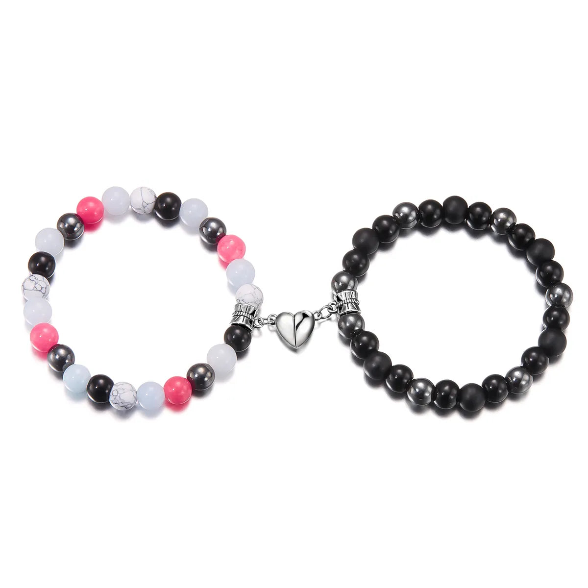 Simple Style Heart Shape Alloy Natural Stone Glass Beaded Unisex Bracelets