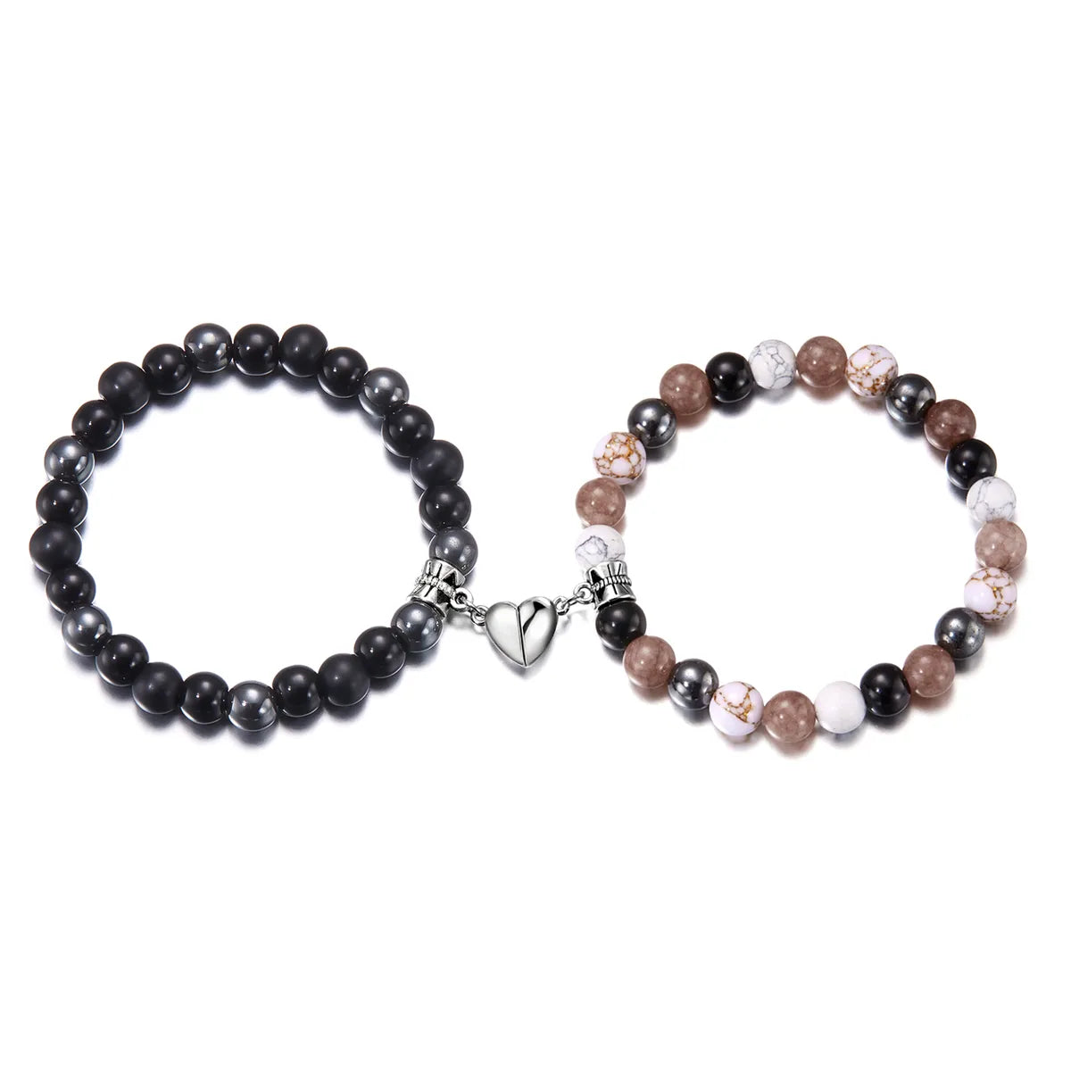 Simple Style Heart Shape Alloy Natural Stone Glass Beaded Unisex Bracelets