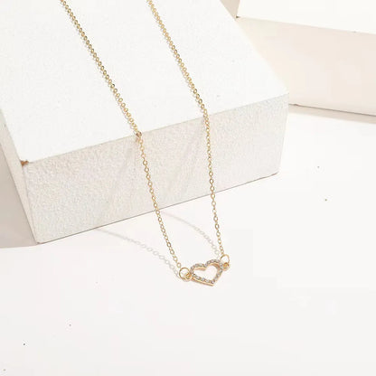 Simple Style Heart Shape Alloy Plating Artificial Diamond Women's Necklace