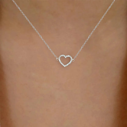 Simple Style Heart Shape Alloy Plating Artificial Diamond Women's Necklace