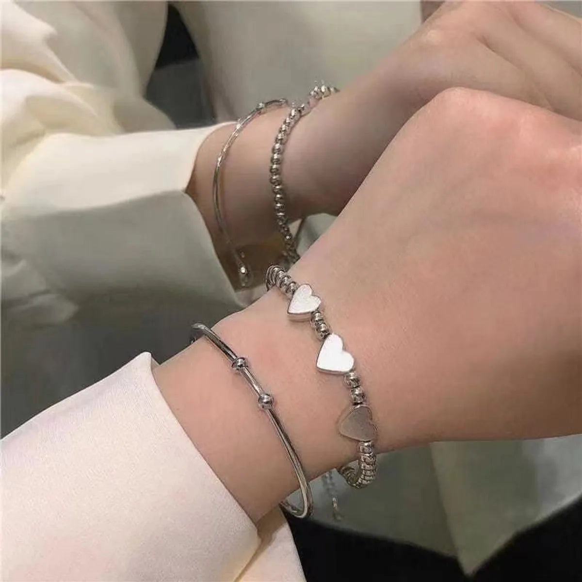 Simple Style Heart Shape Alloy Plating Bangle