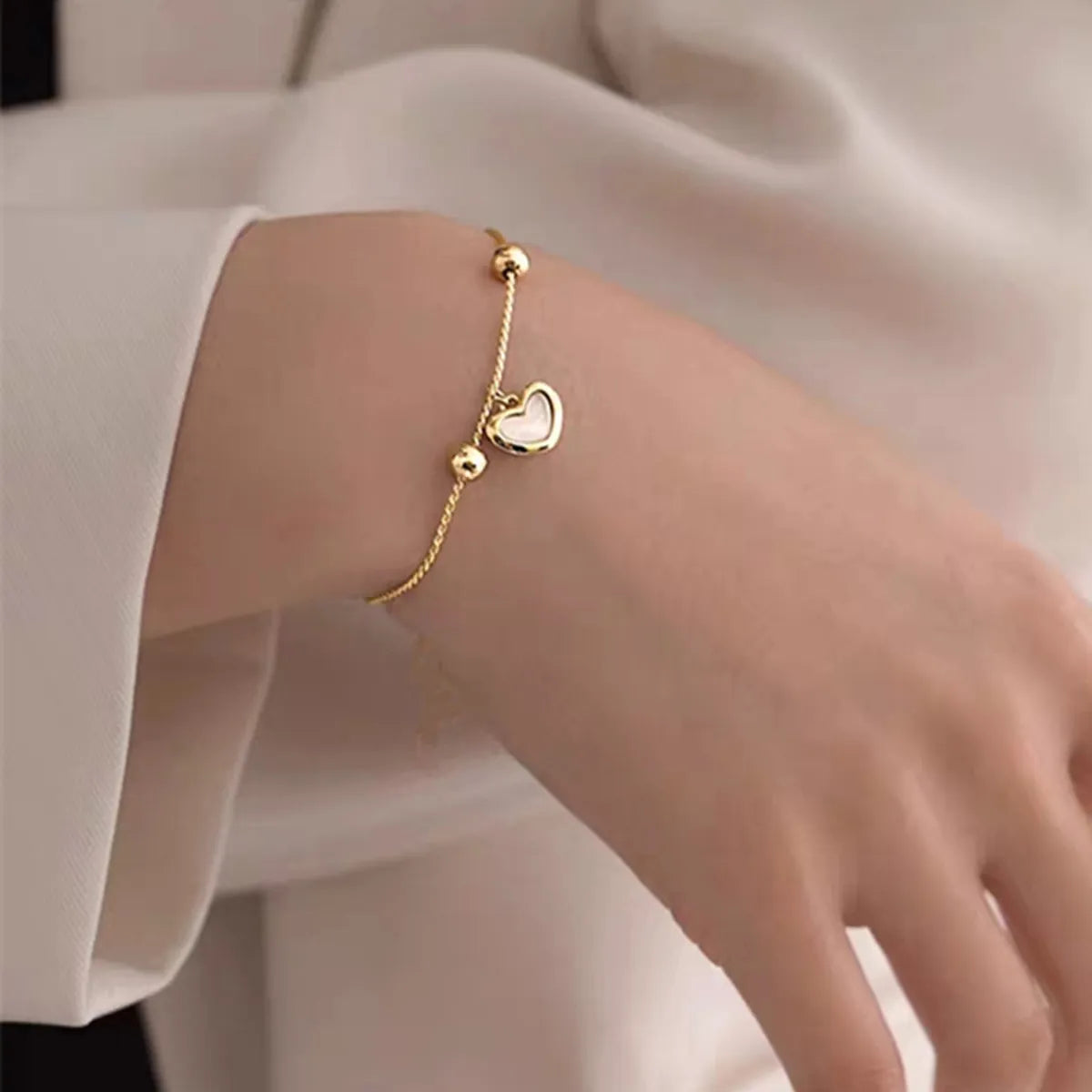 Simple Style Heart Shape Alloy Plating Bracelets