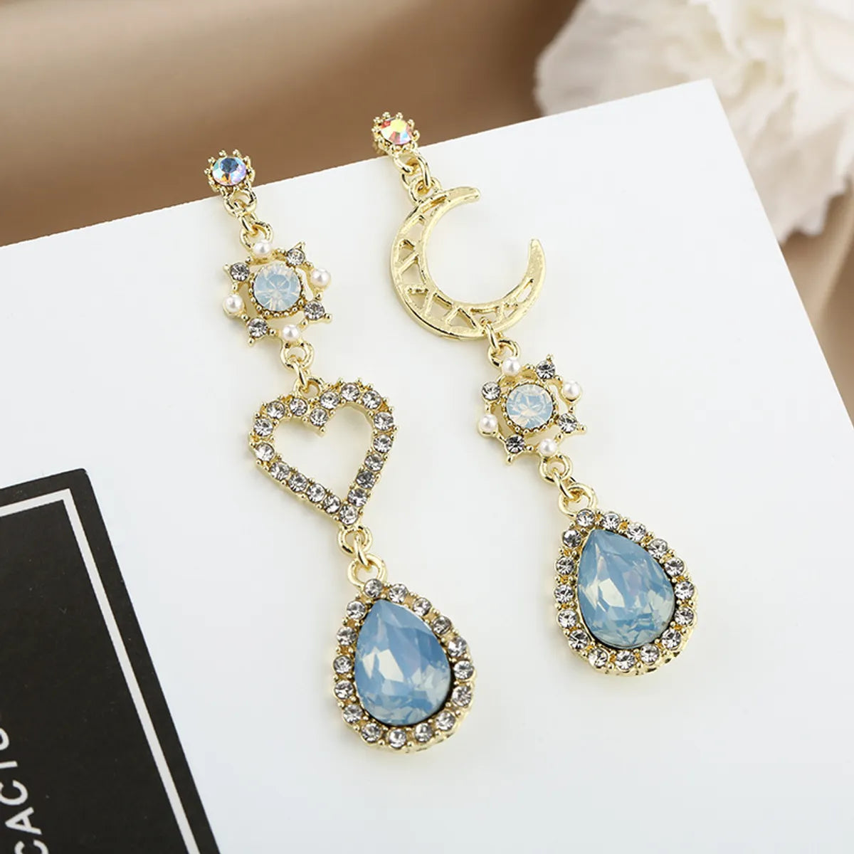 Simple Style Heart Shape Alloy Plating Inlay Artificial Gemstones Women's Drop Earrings