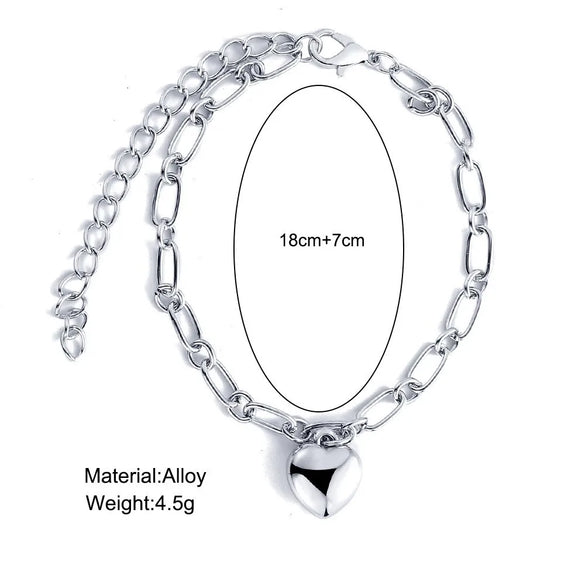 Simple Style Heart Shape Alloy Plating Women'S Bracelets