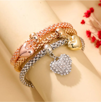 Simple Style Heart Shape Alloy Rhinestones Women's Bracelets