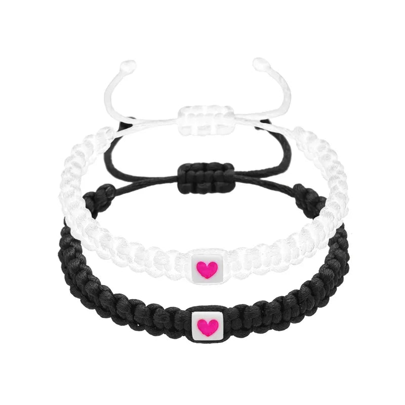 Simple Style Heart Shape Alloy Rope Wholesale Drawstring Bracelets