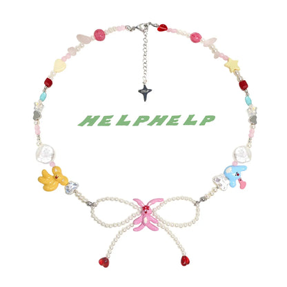 Simple Style Heart Shape Bow Knot Alloy Wholesale Necklace