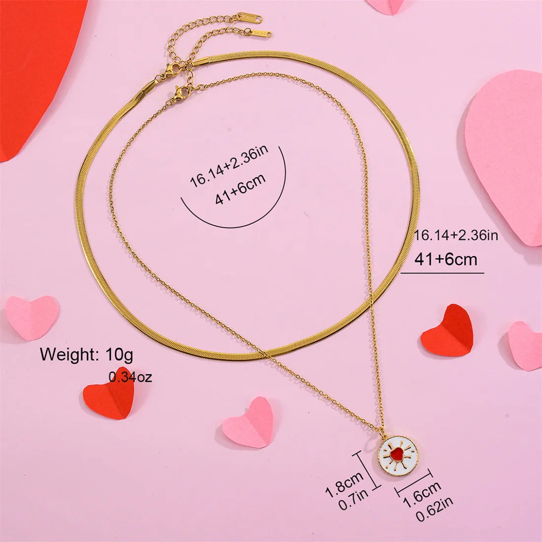 Simple Style Heart Shape Copper Enamel Plating 18k Gold Plated Pendant Necklace