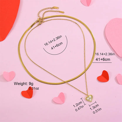 Simple Style Heart Shape Copper Enamel Plating 18k Gold Plated Pendant Necklace