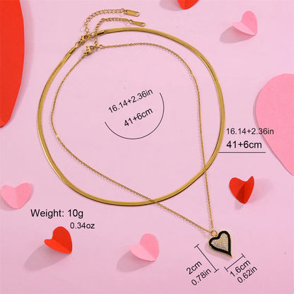 Simple Style Heart Shape Copper Enamel Plating 18k Gold Plated Pendant Necklace