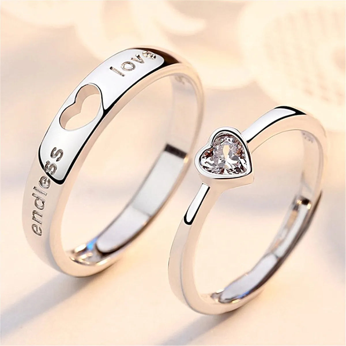 Simple Style Heart Shape Copper Inlay Artificial Gemstones Rings 1 Piece