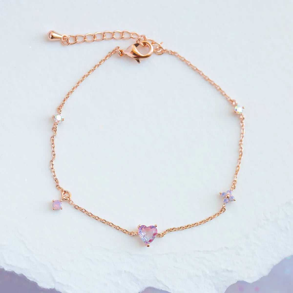 Simple Style Heart Shape Copper Inlay Zircon Bracelets 1 Piece