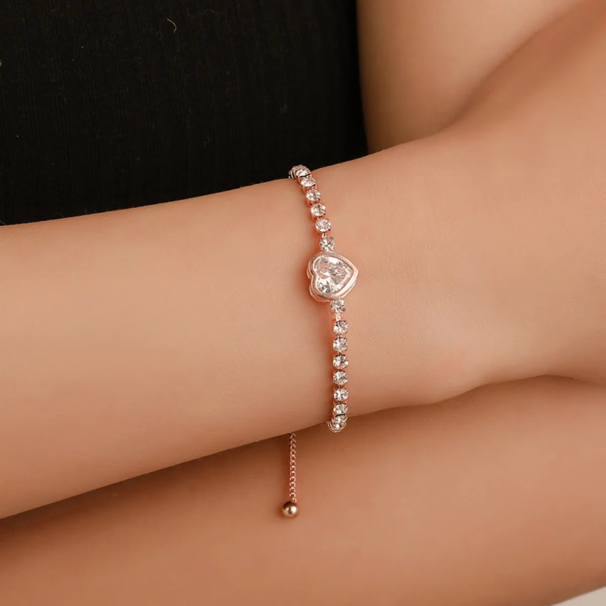 Simple Style Heart Shape Copper Inlay Zircon Bracelets 1 Piece