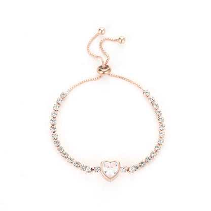 Simple Style Heart Shape Copper Inlay Zircon Bracelets 1 Piece