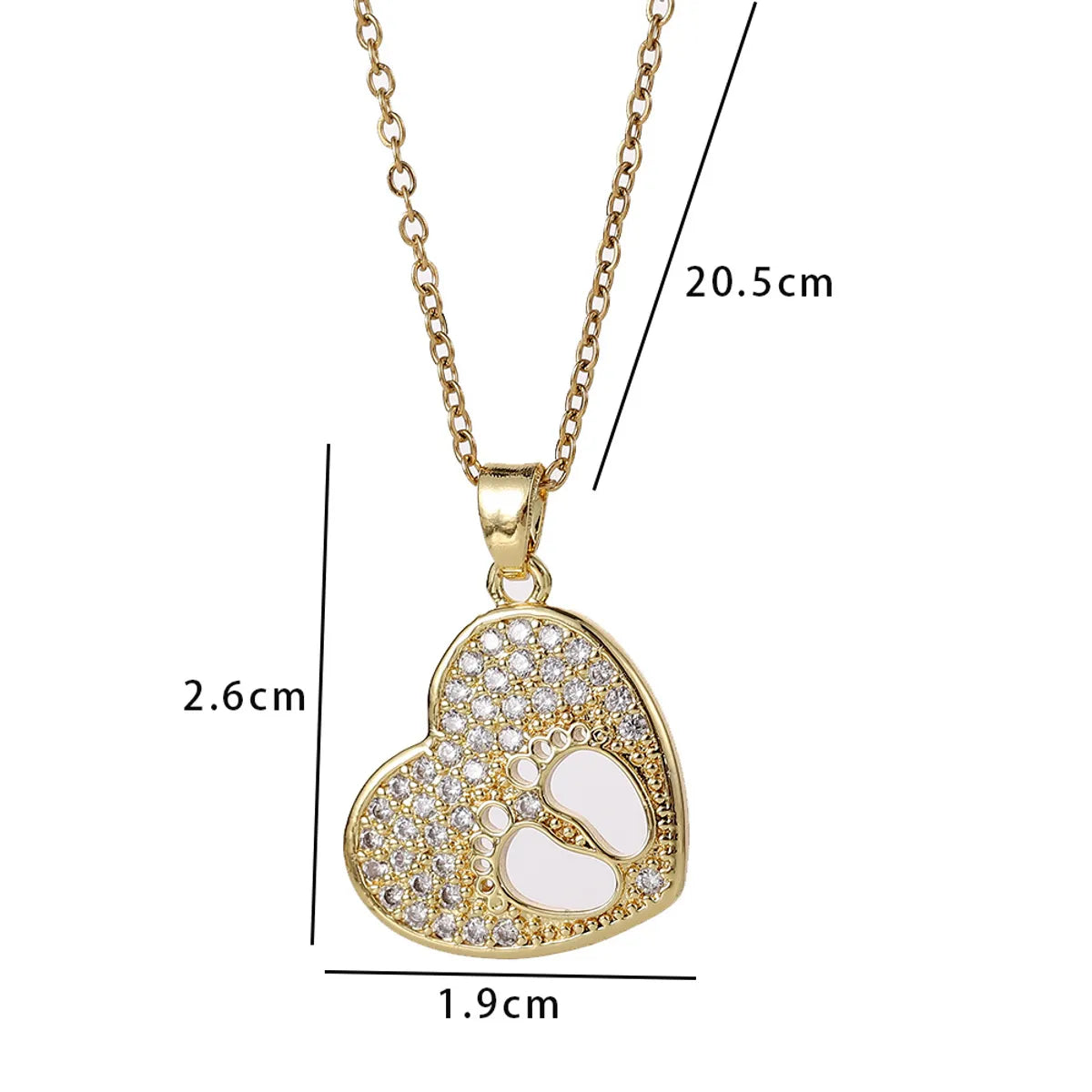 Simple Style Heart Shape Copper Inlay Zircon Pendant Necklace