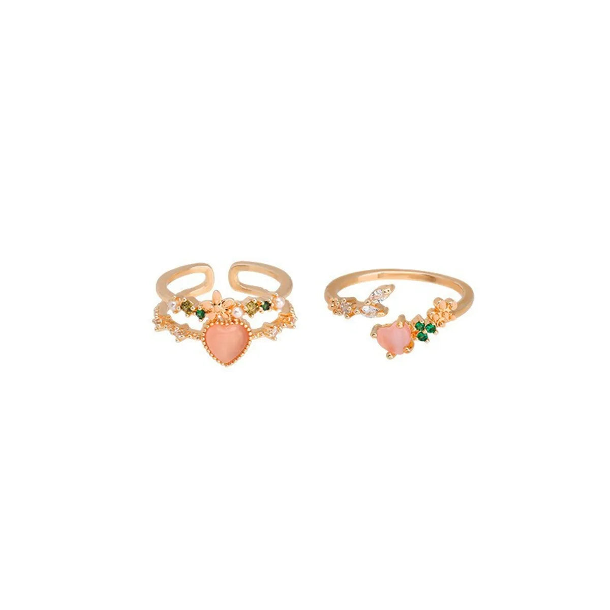 Simple Style Heart Shape Copper Inlay Zircon Rings