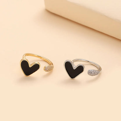 Simple Style Heart Shape Copper Open Rings