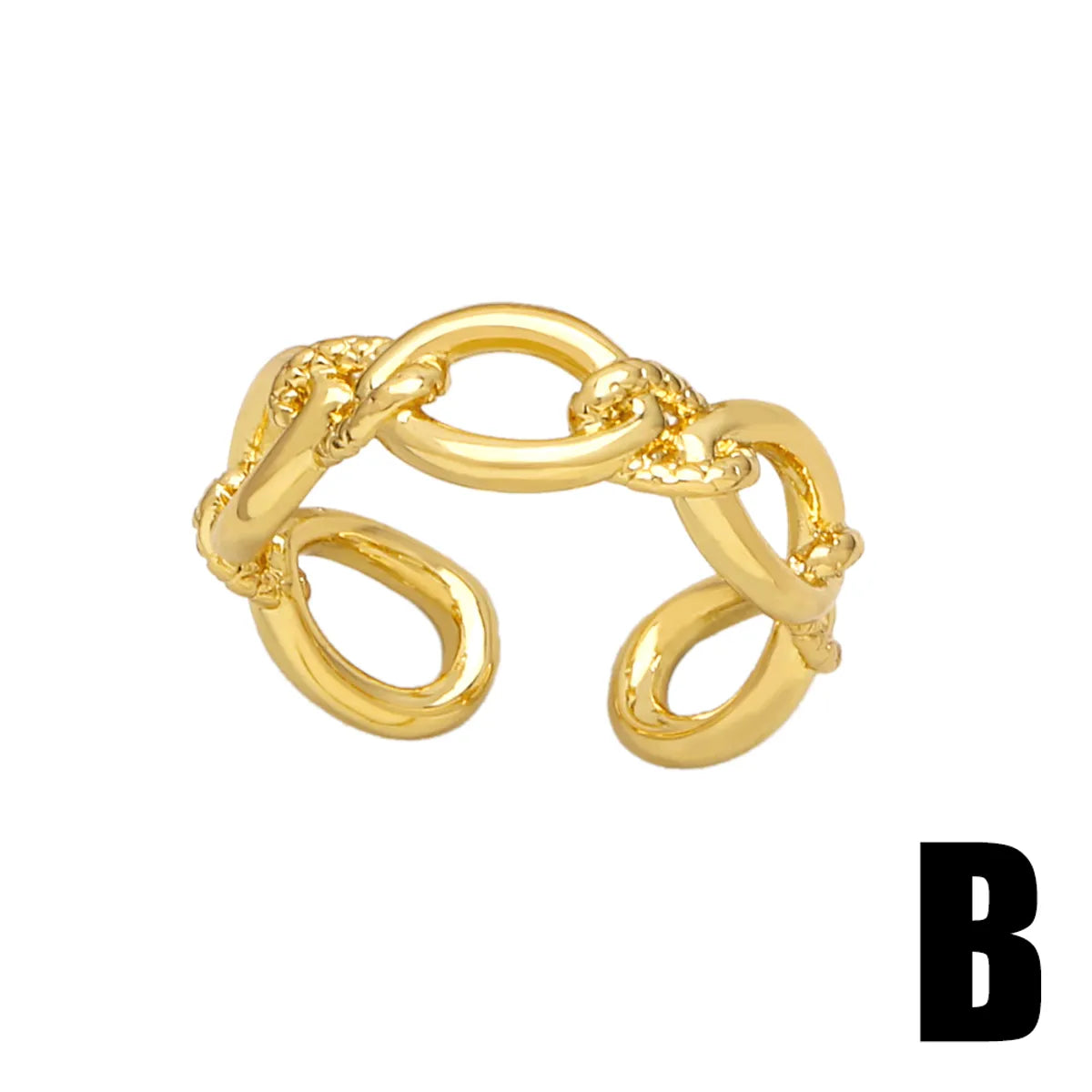 Simple Style Heart Shape Copper Plating 18k Gold Plated Open Rings