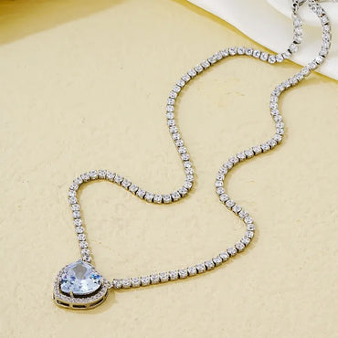 Wholesale Simple Style Heart Shape Copper Plating Chain Inlay Gold Plated Zircon Necklace