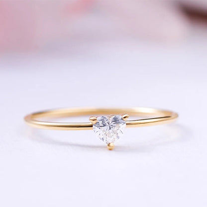 Simple Style Heart Shape Copper Plating Inlay Artificial Gemstones 18k Gold Plated Rings