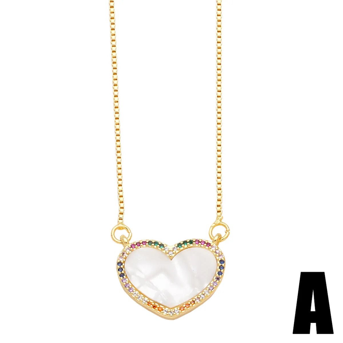 Simple Style Heart Shape Copper Plating Inlay Zircon 18k Gold Plated Pendant Necklace