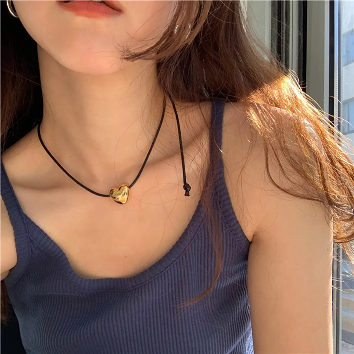 Simple Style Heart Shape Copper Plating Necklace