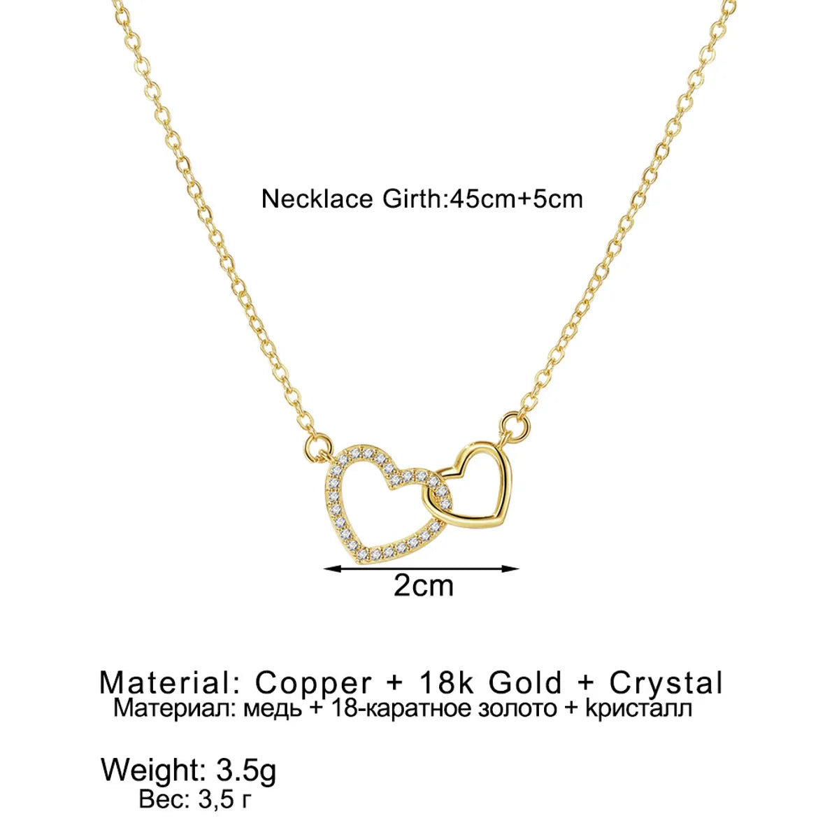 Simple Style Heart Shape Copper Plating Zircon Necklace 1 Piece