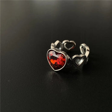 Simple Style Heart Shape Copper Rings Rhinestones Copper Rings