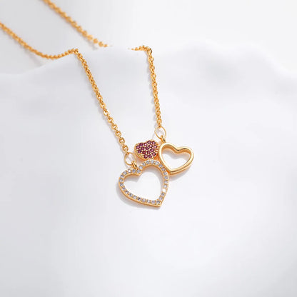 Simple Style Heart Shape Copper Zircon Pendant Necklace In Bulk