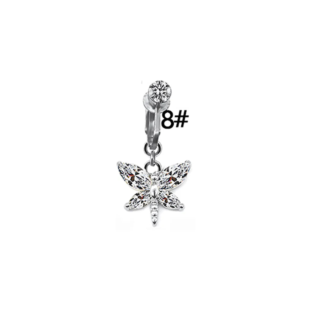 Simple Style Heart Shape Eye Stainless Steel Copper Plating Inlay Zircon White Gold Plated Gold Plated Belly Ring