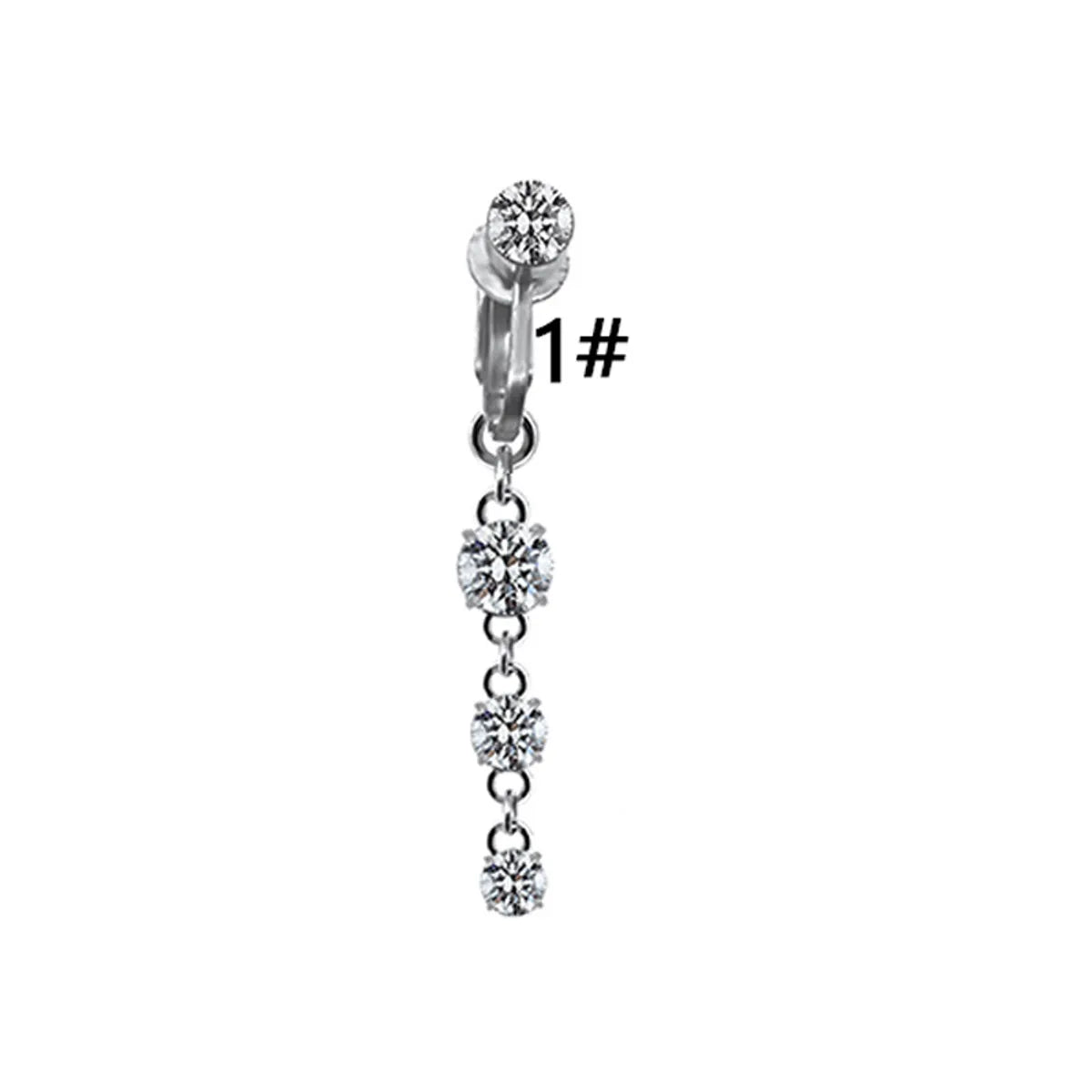 Simple Style Heart Shape Eye Stainless Steel Copper Plating Inlay Zircon White Gold Plated Gold Plated Belly Ring