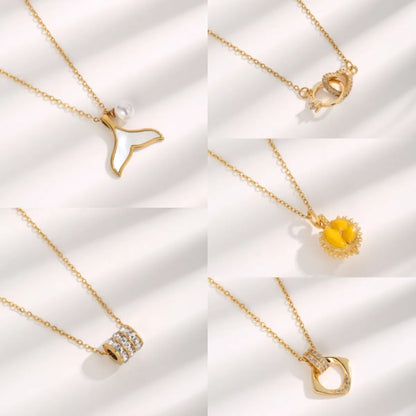 Simple Style Heart Shape Fish Tail Titanium Steel Plating Inlay Zircon Gold Plated Necklace