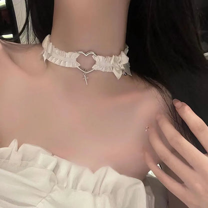 Simple Style Heart Shape Flower Bow Knot Alloy Patchwork Women's Choker