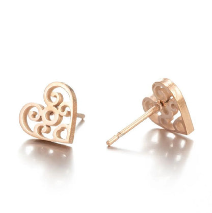 Simple Style Heart Shape Flower Stainless Steel Ear Studs 1 Pair